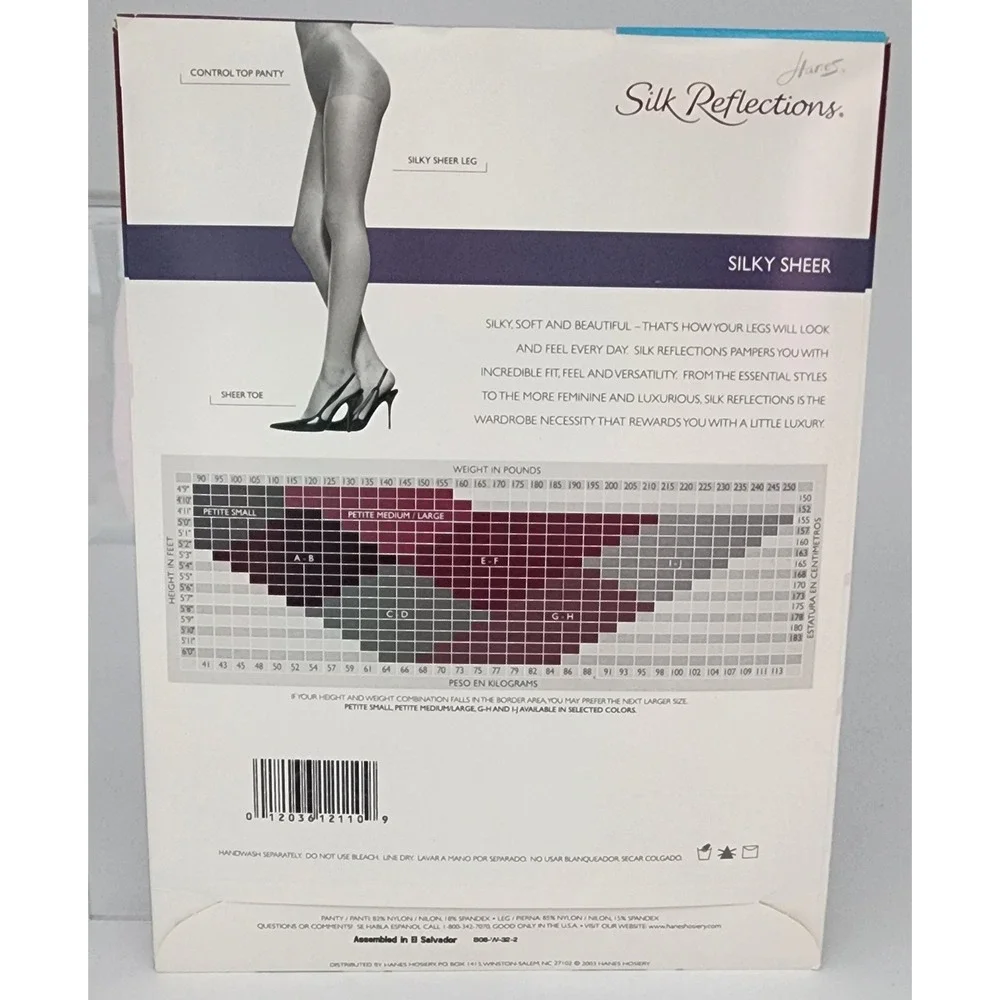 Hanes Silk Reflections Pantyhose Women EF Barely Black New Control Top 717
